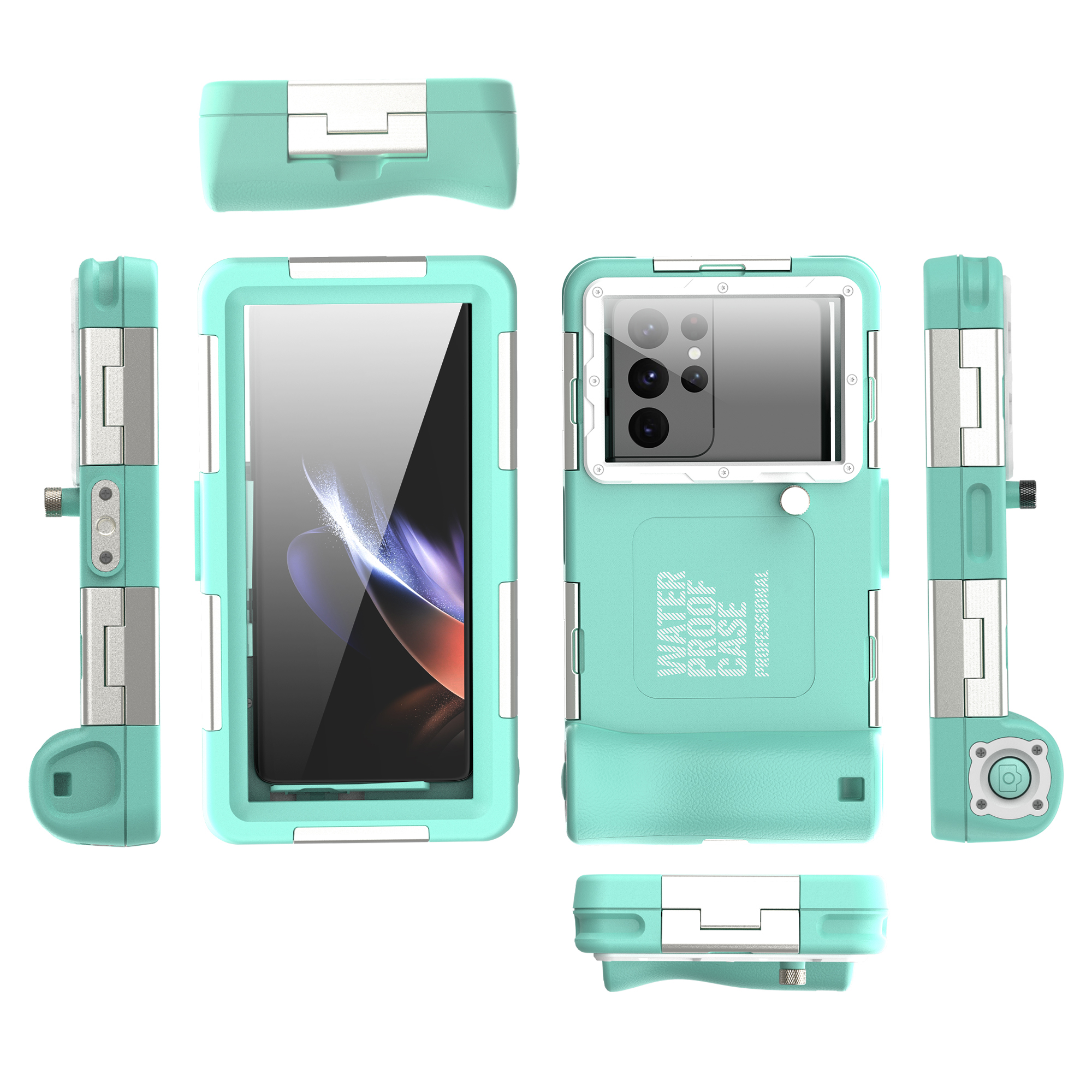 Shellbox Nieuw geüpgradede veelkleurige IP68 standaard 15M/50ft duiken/zwemmen fotografie professionele duiken waterdichte telefoonhoes: Sky Blue