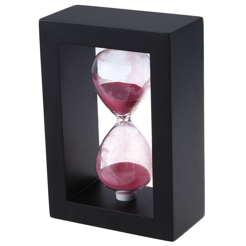 Wooden Frame 30 Minutes Hourglass Sand Timer Black Frame Pink Sand: Default Title