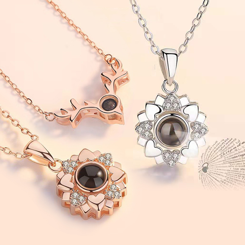 Neue Klassische 100 Sprachen ICH Liebe Sie Projektion Anhänger Halskette Kreative Valentinstag Hochzeit Partei Schmuck