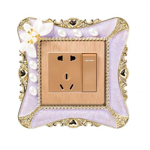 8.6*8.6cm Plastic Switch Sticker Square Switch Cover Wall Light Sockets Stickers DIY Wall Decor Switch Sleeve Home Decor: Purple 
