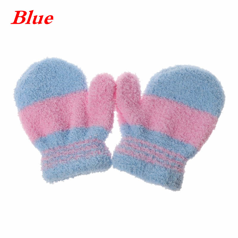 2020 del nuovo Sveglio infantile Del Capretto Del bambino Delle Ragazze Dei Ragazzi Inverno Caldo Guanti Del bambino Del lavorare a maglia Arcobaleno Guanti: blu