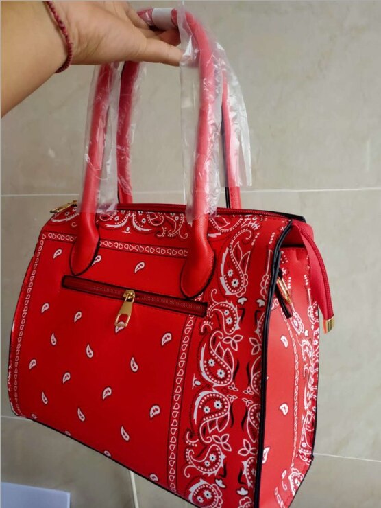 Tasche Hand Taschen Frauen Bandana Druck Modische Geldbörsen Luxus Handtaschen: rot