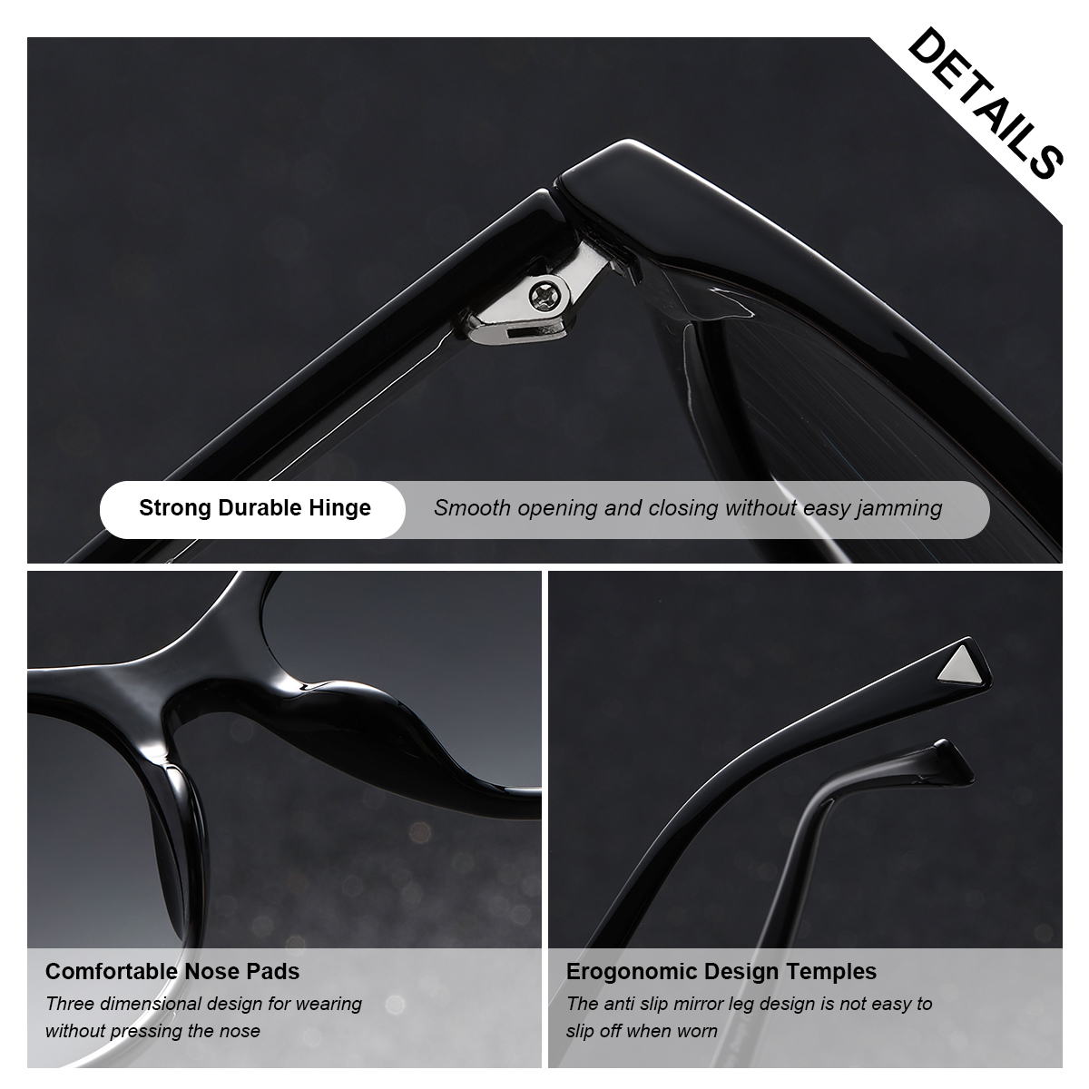 BARCUR Schöne Damen-Sonnenbrille, bequem, langlebig, transparent, PC-Katzenaugen-Rahmen, Party, Reisen, UV400, polarisierte Sonnenbrille, bestes