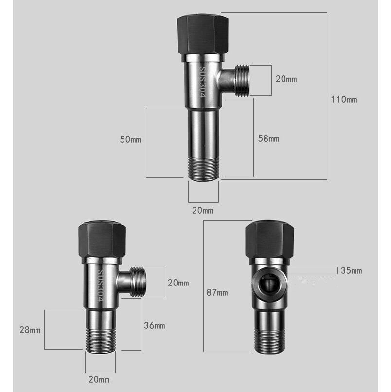 SUS304 Stainless Steel Full Copper Valve Core Triangle Valve Valve Water Heater Kitchen Bathroom Toilet Angle Valve