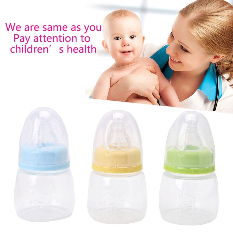 60ml 2OZ Silicone Standard Neck Baby Feeding Bottle Infant Milk Bottle Feeding Nursing Nipple Bottle Color Random