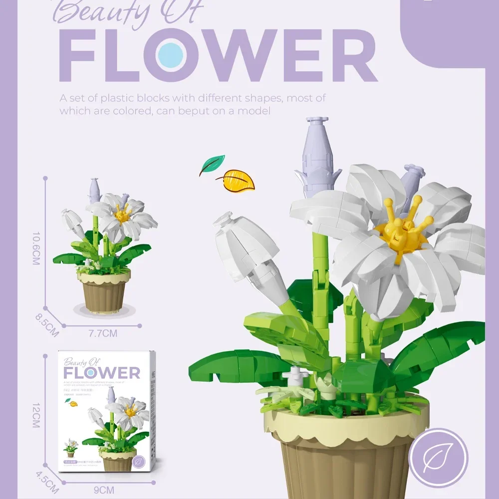 Mini Daisy Flower with Pot Micro Building Block Toy Intricate Floral Details Multiple Styles Available for Home and Office Décor: army green