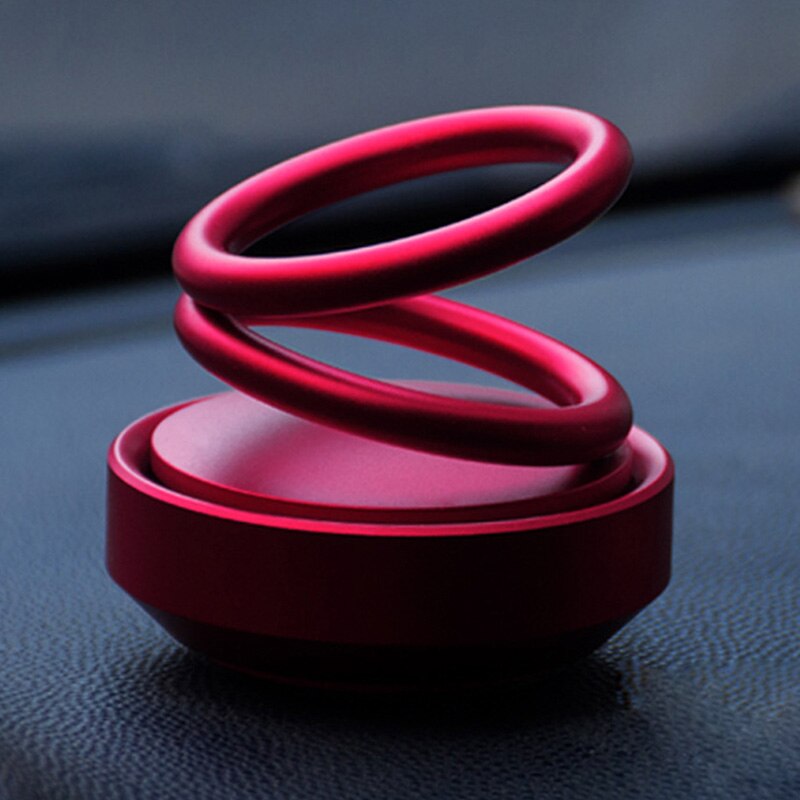 Solar Energy Car Double Loop Rotary Suspension Dashboard Perfume Seat Air Freshener Auto Aromatherapy Diffuser Interior Decor: Red
