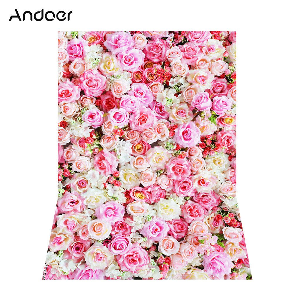 Andoer Photography Backdrop - 1.5x2.1m/5x7ft - Rose/Cherry/White Blooming Flower Wall - Digital Printed Polyester: Royal Blue