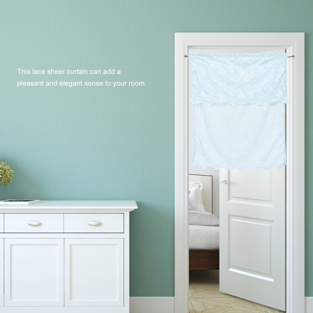 Lace Short Sheer Curtain Rod Pocket Window Voile Sheer Drape for Kitchen