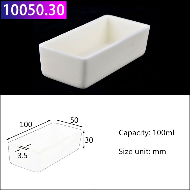 99%Al2O3 High Purity Square Alumina Ceramic Boat Corundum Crucible/ Sintered Crucible High temperature resistance 1600℃: 100ml