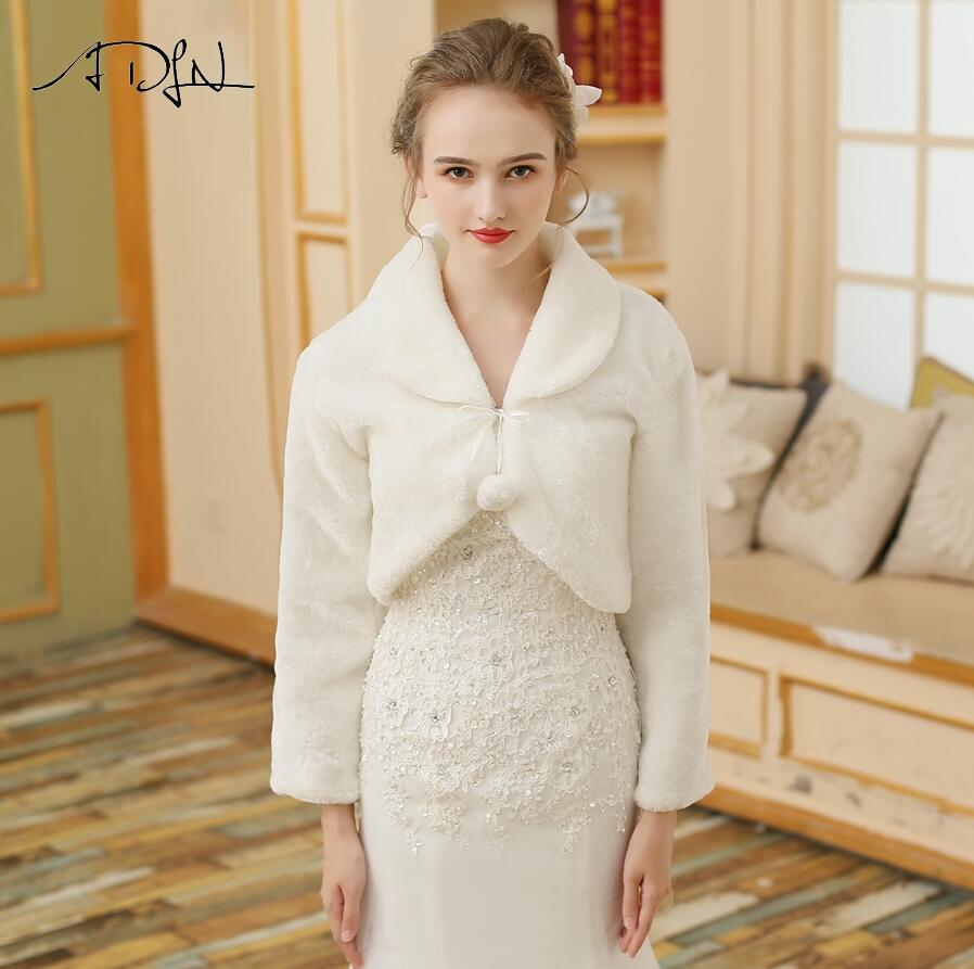 Jiayigong Goedkope Ivoor Wedding Warme Jas Lange Mouwen Bruids Bolero Wrap Faux Fur Vrouwen Jas: Default Title