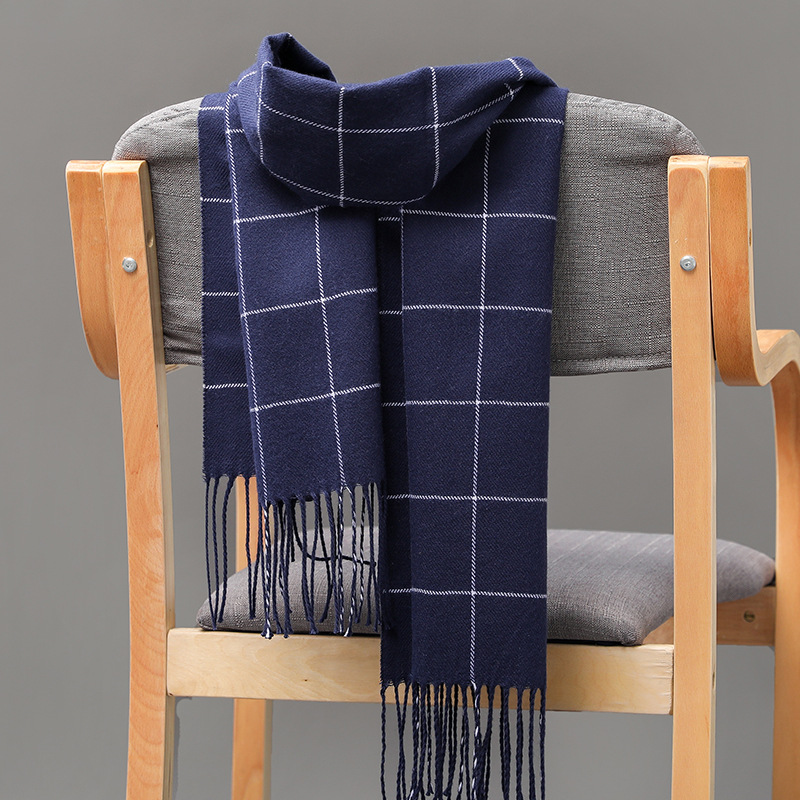Bufanda a cuadros de Cachemira de imitación Unisex para mujer, chal suave y sólido para invierno, nueva envoltura, Bandana, Pashmina, borla, pañuelo grueso y cálido