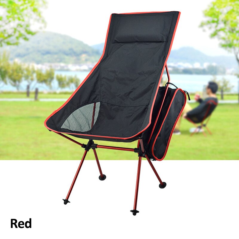 Bärbar camping strandstol lätt vikbar fiske utomhus camping utomhus ultra ljus orange röd mörkblå strandstolar: Förlänga rött