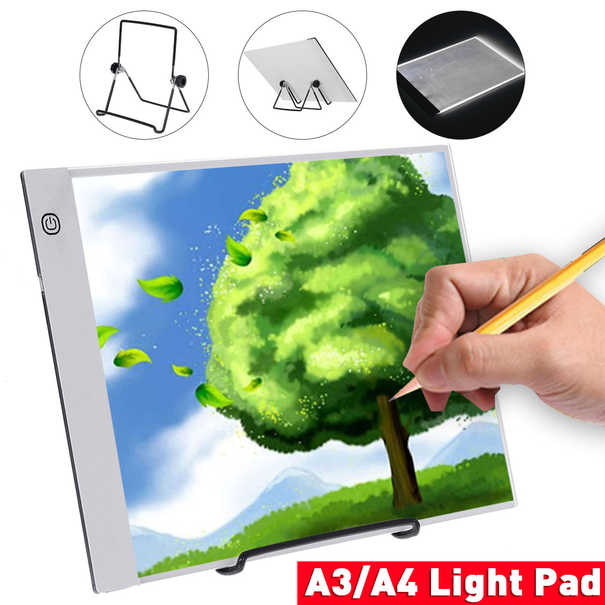 A3 A4 Graphics Tablet Digital LED Drawing Tablet Art Stencil Drawing Board Light Box Tracing Table LED Light Pad Holder Stand