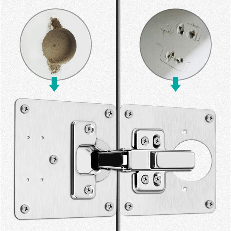 1pc Door Hinge Repair Plate With Screws Stainless Steel Cabinet Hinge Panels Door Hinge Repair Plates Door Hinger Accessories