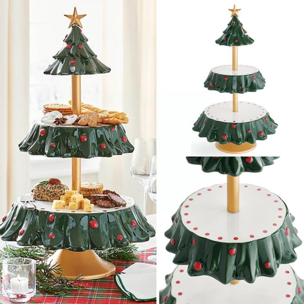 Christmas Snack Holder Stand Xmas Tree Dessert Display Accessories Plate Candy Tray Dish Tableware Kitchen Cake Fruit Rack G3c5
