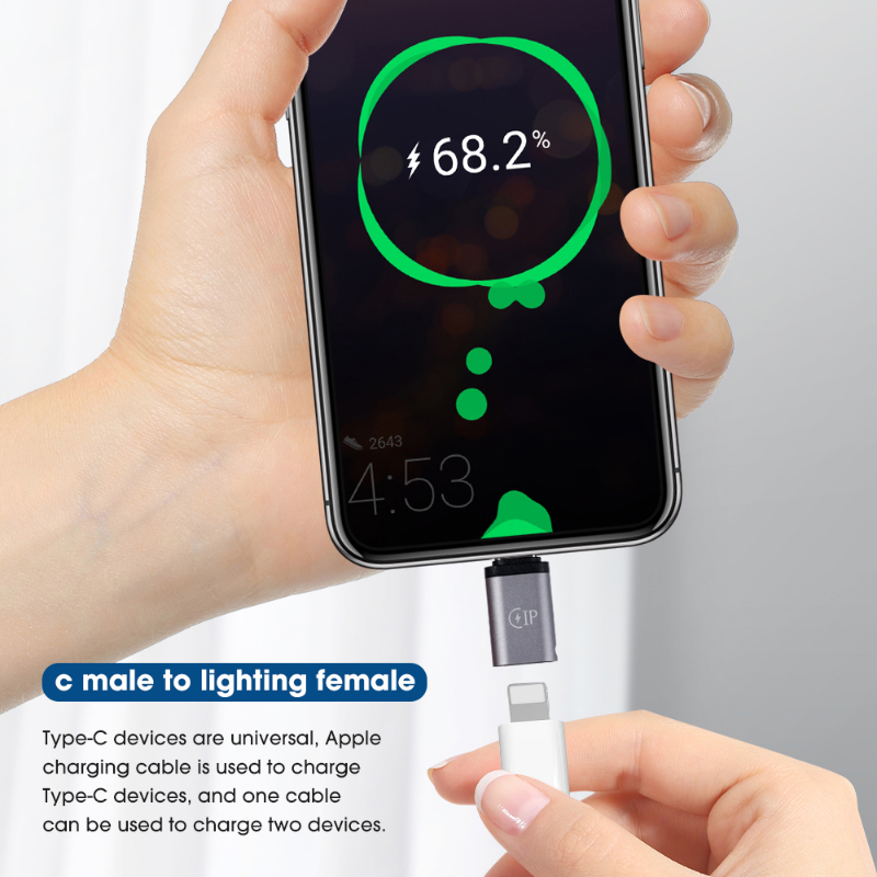 Uniwersalny adapter do ładowania telefonu typu C. Konwerter kabla Lightning żeński na USB C męski Złącze szybkiego ładowania