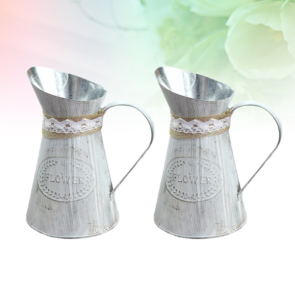 Vintage vannkanne shabby chic jern blomsterkanne krukke blomstervase for hjemmedekorasjon