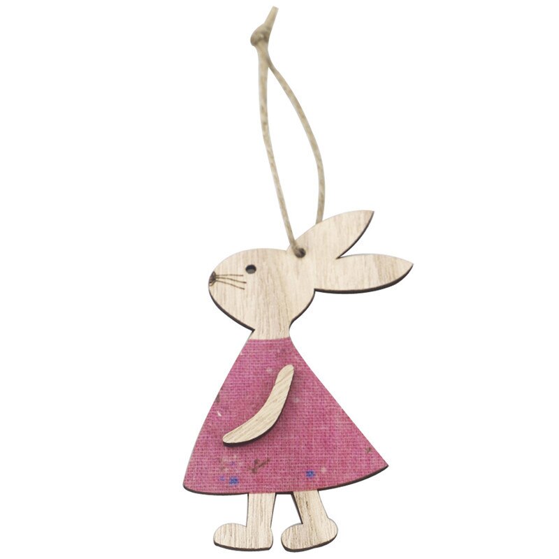 4 sztuk/zestaw 7*11cm wielkanoc królik dekoracje z drewna DIY drewno wiszące rzemiosło Słodki królik wielkanoc ozdoby zaopatrzenie solidny rzemiosła drewna: 4szt styl C