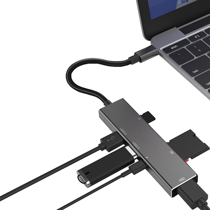 Type-C Naar Hdmi 6 In 1 Uitbreiding Dock Usb C Hub Notebook Docking Station Usb C Hub Usb C Naar Hdmi Adapter 6 In 1 Usb C Hub