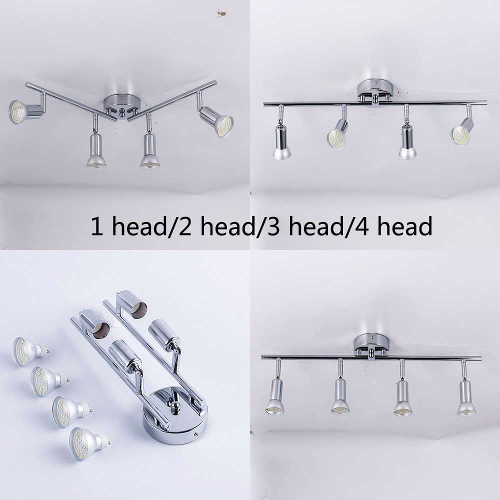 Een hoofd twee hoofd plafondlamp 3 hoofd 4 heads led Draaibaar led plafondlamp hoek verstelbaar met GU10 led lamp Woonkamer