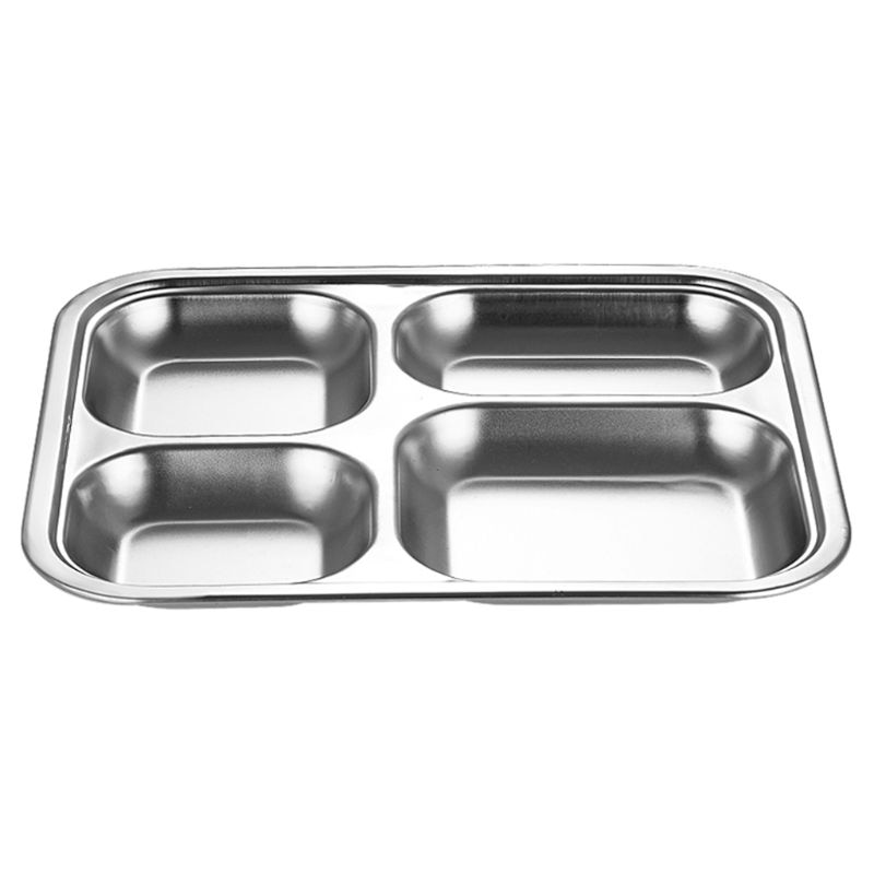 1pc Stainless Steel Divided Dinner Tray Lunch Container Food Plate for School Canteen 3/4/5 Section lunch box Meal dish