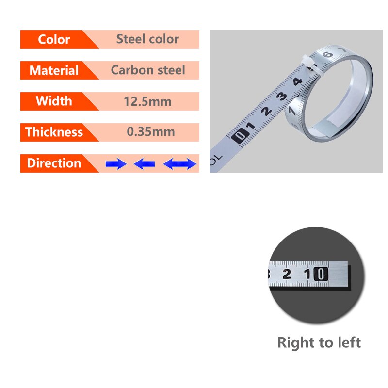 Cinta métrica t-track herramienta autoadhesiva para carpintería regla métrica de 12.5/16/19MM de ancho para enrutador de inglete medición de sierra de mesa