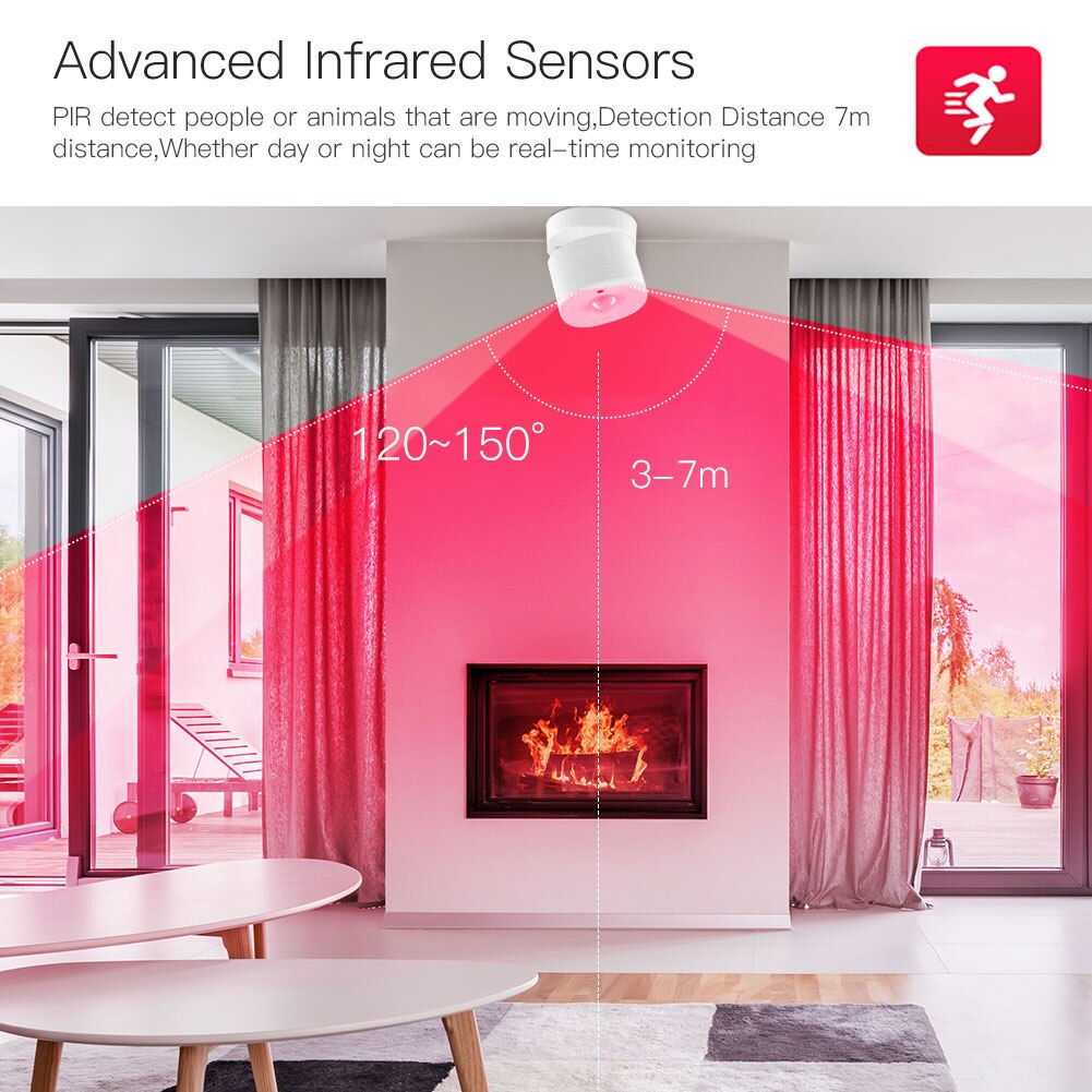 Zigbee pir bevegelsessensor menneskelig sensor detektor smart life tuya app kontroll intelligent kobling smart hjem alarmsystem