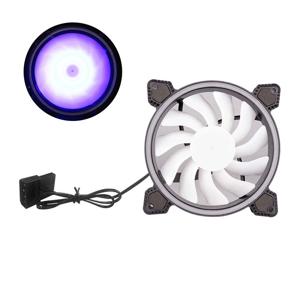 Mute LED RGB Light Color Changing Heatsink Cooling Fan Computer Case Cooler: Purple