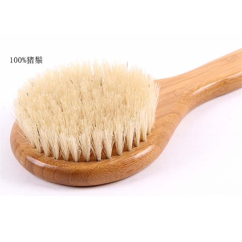 Brosse de douche en bambou avec poils de sanglier, 33cm, parfaite pour la peau sèche, brossage essentiel pour réduire la Cellulite, Exfoliation de la peau