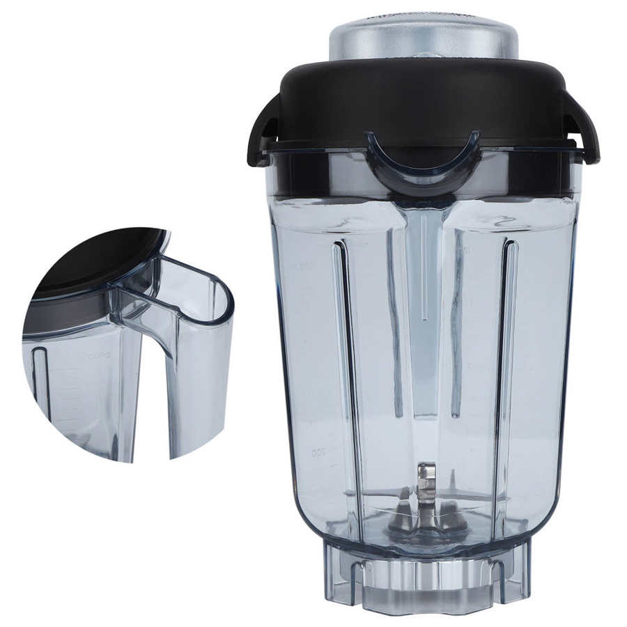 Transparent Food Mixing Blender Cup Container w/Blade Lid Replacement Accessories Fit for Vitamix Container 32oz Kitchen Blender