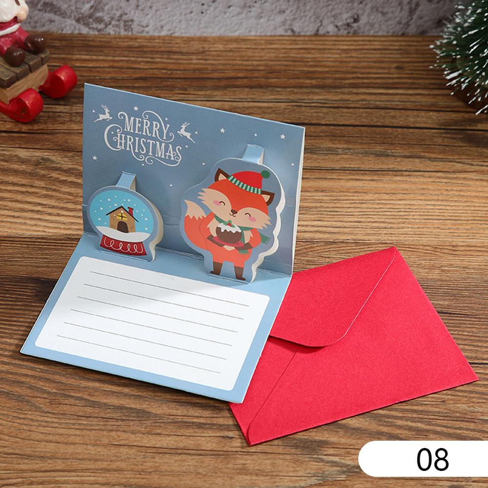 Mini 3D Cartoon Postkarte Kinder Schöne Frohes Neues Jahr Gruß Karte Frohe Weihnachten Schneemann Karten mit Umschlag Karte Weihnachten: style7