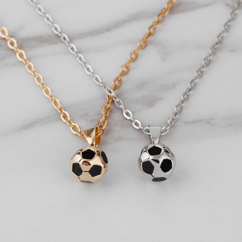 Trendy Voetbal Link Chain Voetbal Charm Ketting Hanger Goud Kleur Sport Bal Sieraden Mannen Jongen Kinderen Hanger Ketting