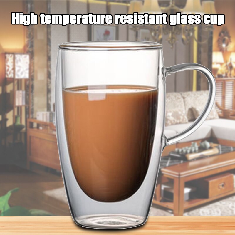 Double Wall Insulated Glasses Espresso Mugs High Temperature Resistant Thick Transparent Glass Cup AUG889
