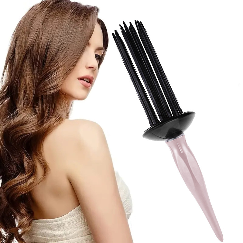 Brosse à cheveux ronde professionnelle, 1 pièce, rouleau de friser moelleux, peigne rond, baguette à friser, outils de coiffure pour Salon de coiffure: Gris clair