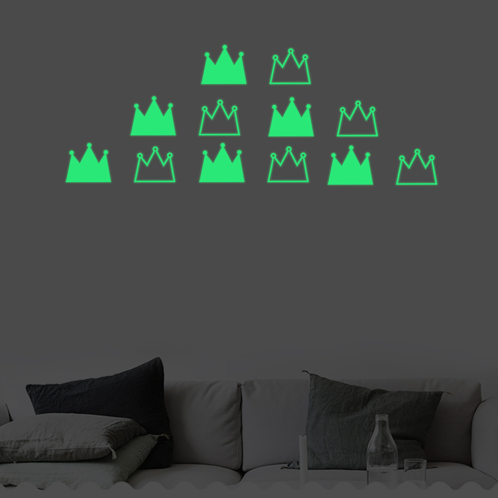 Crowns Switch Sticker Glow in the Dark Wall Sticker Kids Rooms Girl Bedroom DIY Decoration Luminous Sticker