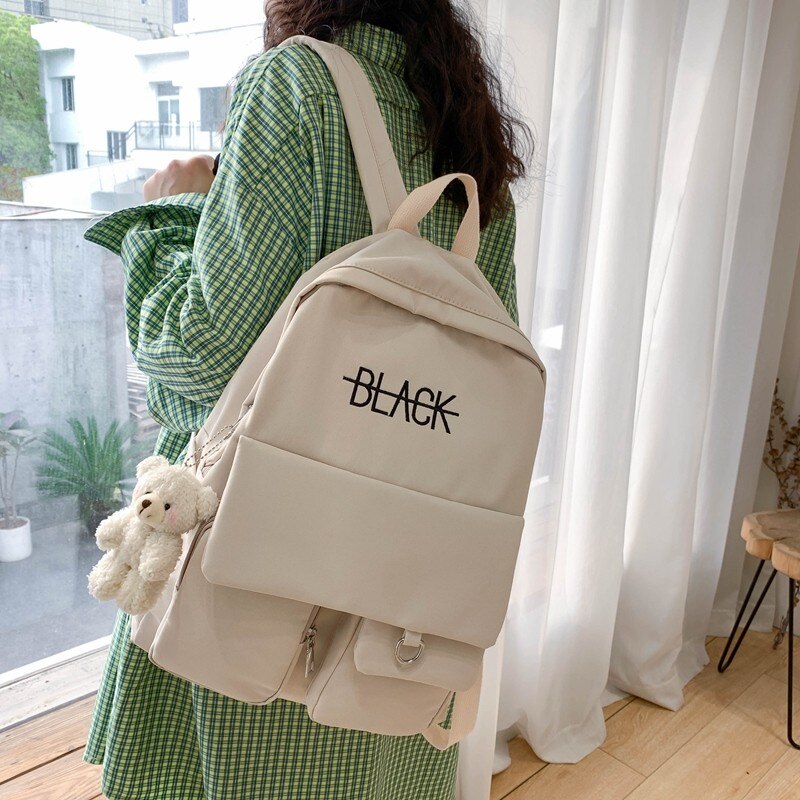 Nouvelle tendance femme sac à dos sacs d'école imperméables pour adolescentes grande poche Nylon couleur bonbon collège sac à dos Mochila