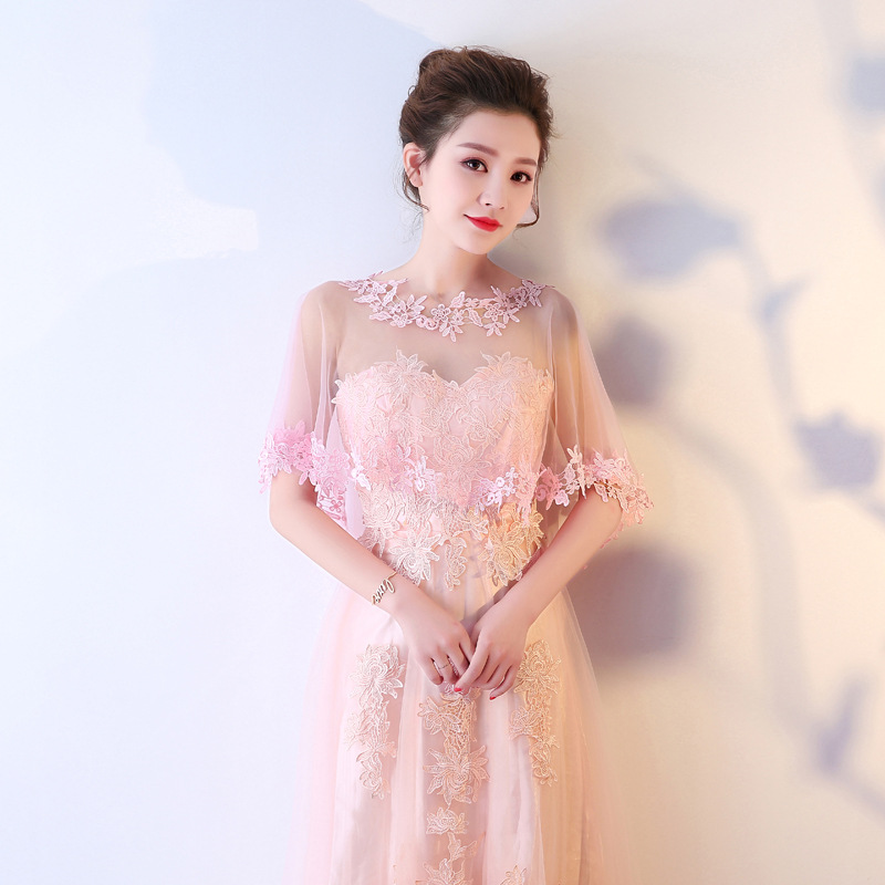 Boléro de mariage blanc, estival, Appliques de dentelle, écharpe châle pour femme, veste de mariage, jaqueta feminina: Rose