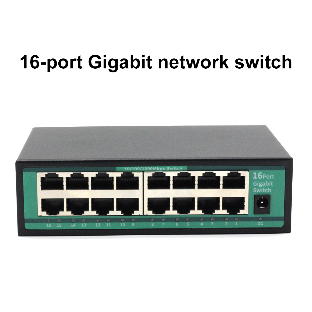 Switch Ethernet Gigabit a 16 Porte 10/100/1000 Mbps Hub RJ45 per Rete Domestica e Ufficio