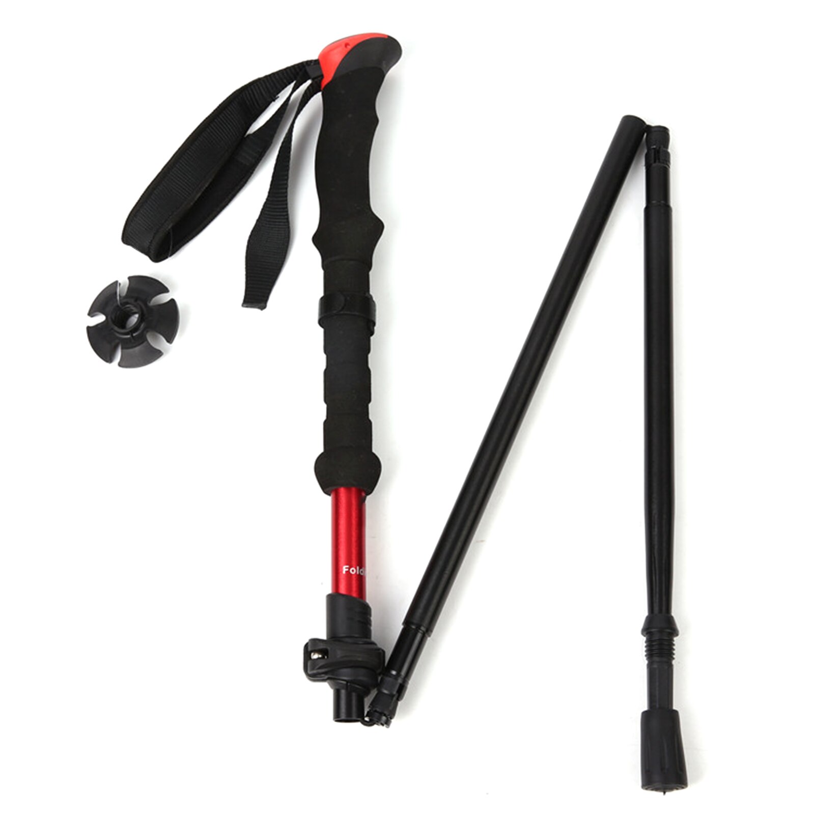 1.3M Anti Shock Walking Stick Aluminum Outdoor Trekking Poles Ultralight Alpenstock 4 Joints Adjustable Foldable Hiking Stick