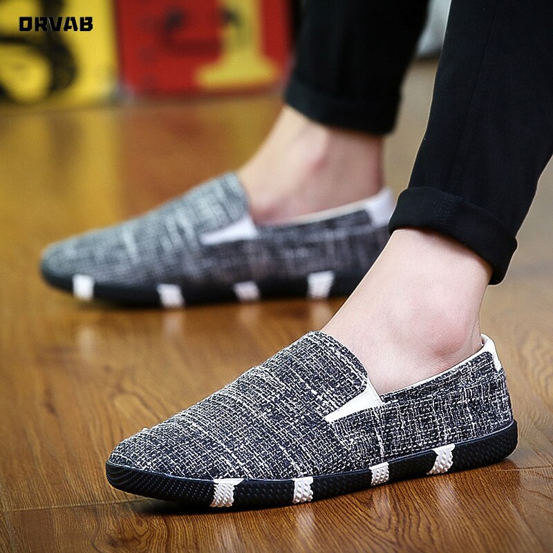 Andningsbara sommarskor herr linne hampa slip-on kör mockasin mjuk bekväma herr sneakers halkfria loafers herr skor casual