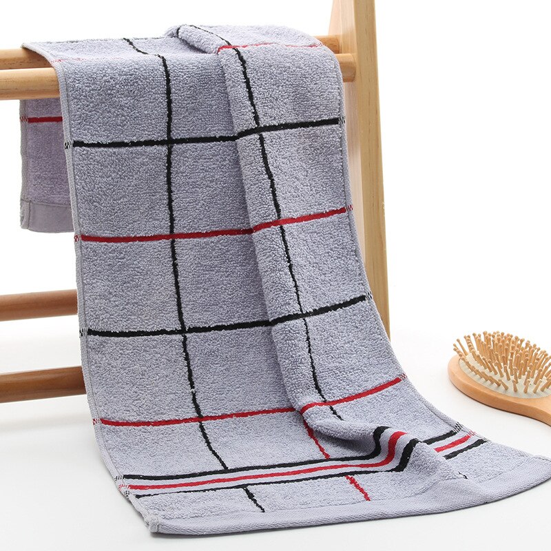 Toalla de algodón 100% con patrón de rayas, toalla suave y transpirable, absorbente, para baño y parejas de adultos, 34x74cm: Grey