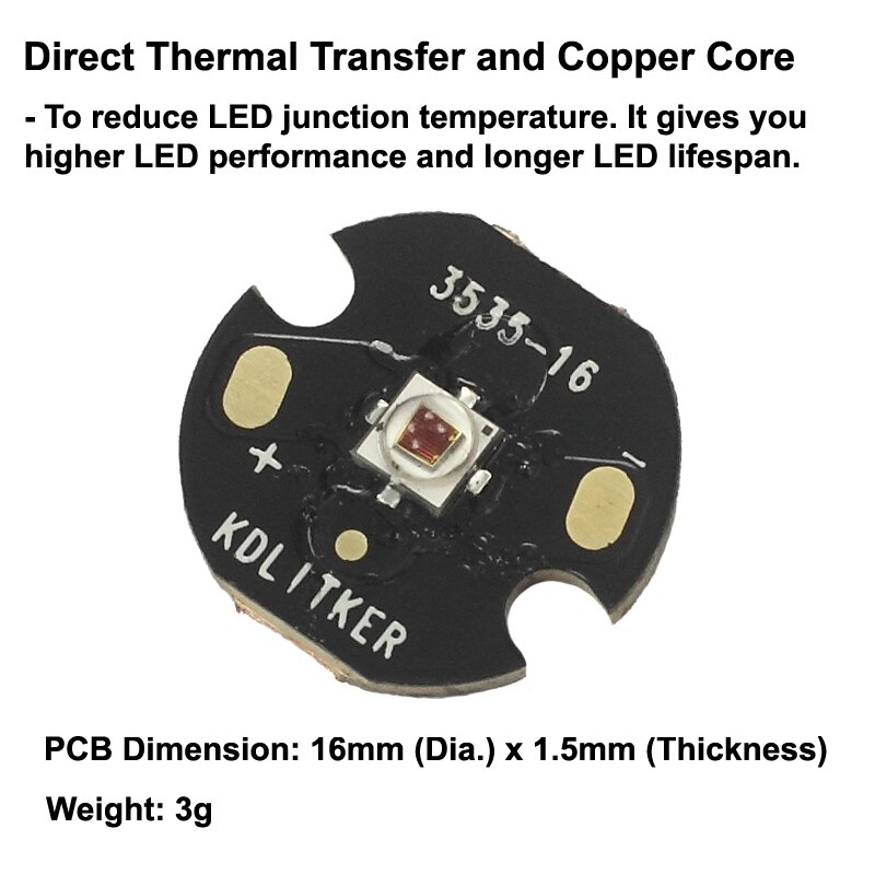 Cree xp -e2 28 f2 far red 730nm led emitter med kdlitker dtp kobber mcpcb  (1 pc)