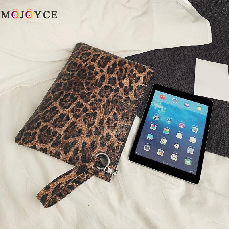 Léopard imprimé Portable voyage pochette sac à main femmes fermeture éclair bracelets sacs en cuir PU sac à main