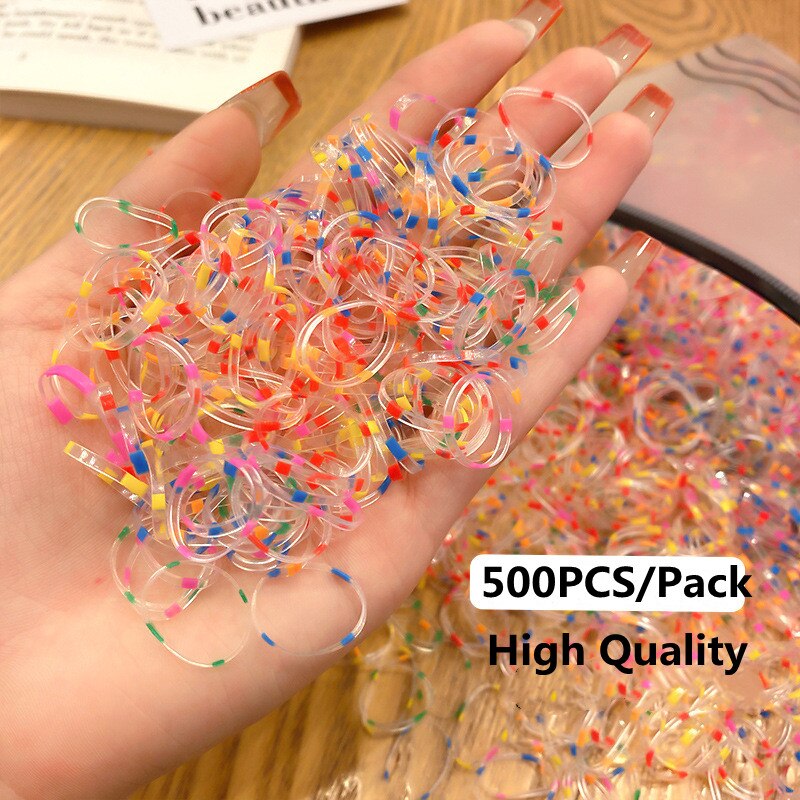500/Pack Girls Colorful Small Disposable Hair Bands Thicken Elastic Rubber Band Ponytail Holder Hair Accessories