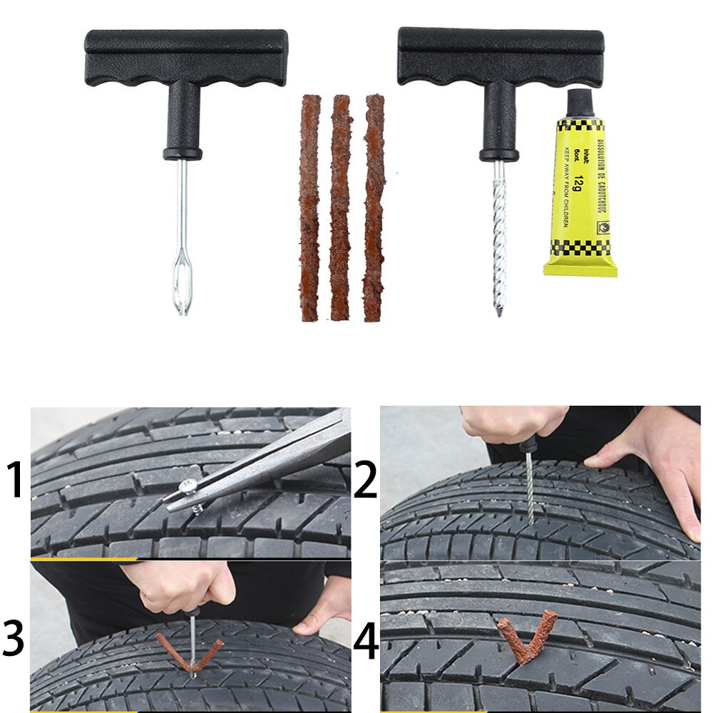 Autoband Reparatie Tools Tubeless Band Bandenreparatieset Plug Kit Naald Patch Fix Tool Cement Nuttig Sets Auto Tire Reparatie gereedschap