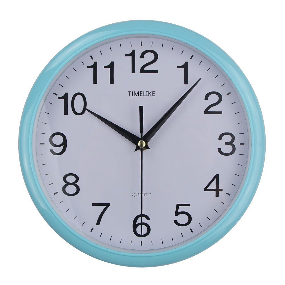 Vægur klassisk vintage rundt vægur moderne plast ur quartz horloge retro wathces relogio de parede: Blå