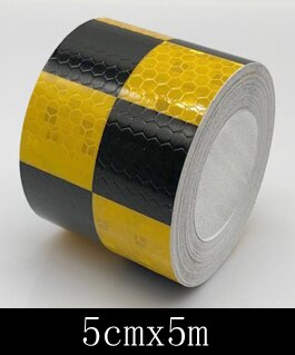 5 Cm X 5 M Bike Body Reflecterende Stickers Reflecterende Veiligheidswaarschuwing Conspicuity Reflecterende Tape Film Sticker Licht Bar Fiets toegang: black yellow