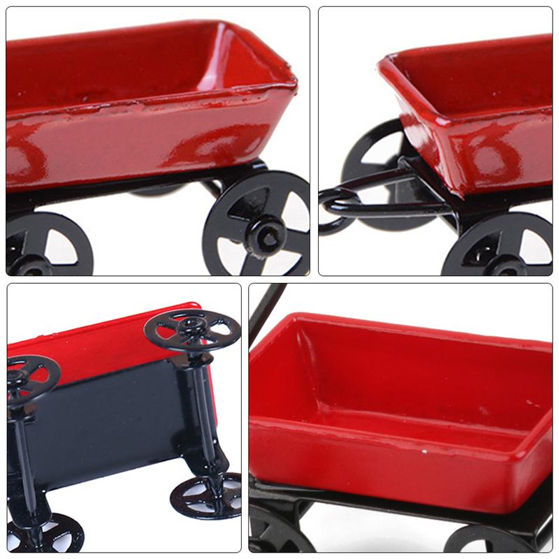 1pc Iron Mini Cart Miniature Accessory Mini Scene Accessory Mini Trolley Toy