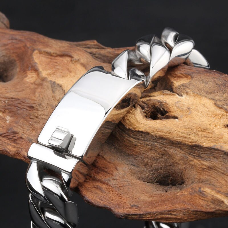 12MM Link Chain On Hand Jewellery Man Polished Brushed 316L Stainless Steel Bracelet For Men Classic Men's Bracelets Wristband
